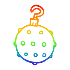 rainbow gradient line drawing cartoon red bauble
