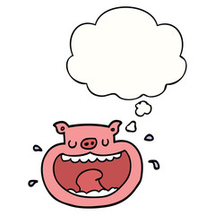 cartoon obnoxious pig and thought bubble