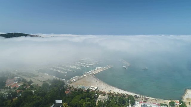 aerial view of the city of Bar under a low cloud