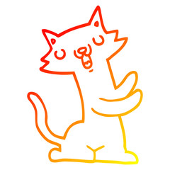 warm gradient line drawing cartoon cat