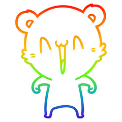 rainbow gradient line drawing happy polar bear cartoon