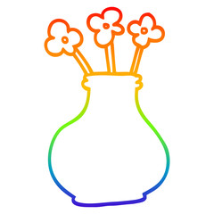 rainbow gradient line drawing cartoon flower vase