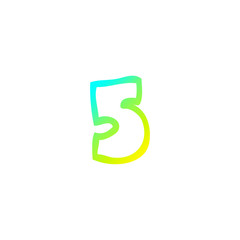 cold gradient line drawing cartoon number 5