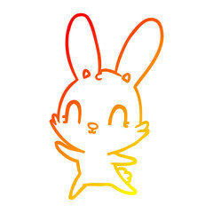 warm gradient line drawing cute cartoon rabbit dancing