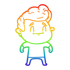 rainbow gradient line drawing happy cartoon man