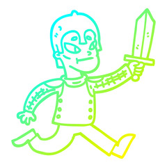 cold gradient line drawing cartoon medieval warrior
