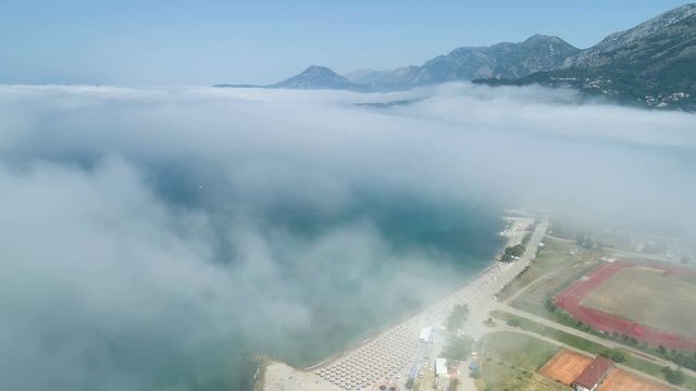 aerial view of the city of Bar under a low cloud