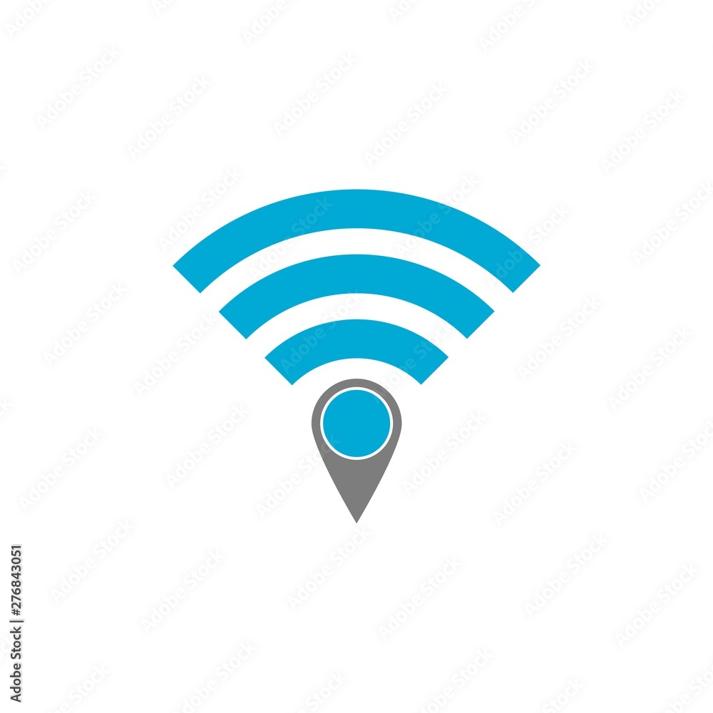 Poster map pin pointer with wi fi symbol icon