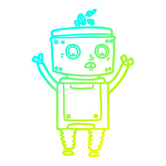 cold gradient line drawing cartoon robot