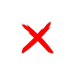Letter X Red cross on a white background 