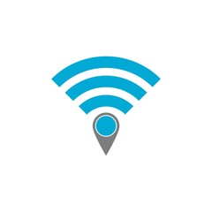 Map pin pointer with wi fi symbol icon