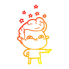 warm gradient line drawing cartoon excited man