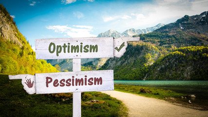 Obraz premium Street Sign Optimism versus Pessimism