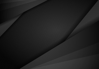 Tech dark design with perforated metal texture. Vector background