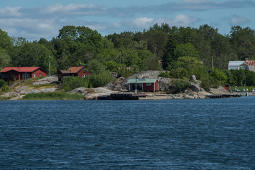 Fototapeta na wymiar Islands in the Stockholm inner archipelago a sunny sommer day at the islands Korsö and Södra Stavsudda.