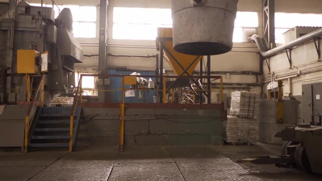 Aluminum plant. aluminum smelting bucket. Safe environmental high-tech processes. Modern smelter. Melting furnace 