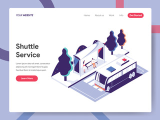 Landing page template of Shuttle Service Illustration Concept. Isometric flat design concept of web page design for website and mobile website.Vector illustration EPS 10