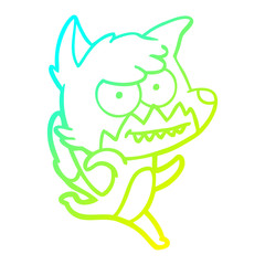 cold gradient line drawing cartoon grinning fox