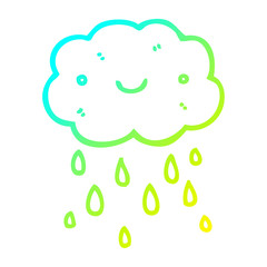 cold gradient line drawing cute cartoon cloud