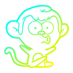 cold gradient line drawing cartoon hooting monkey