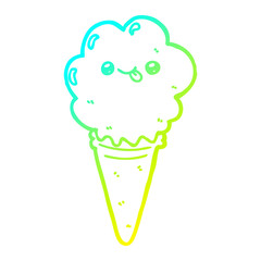 cold gradient line drawing cartoon ice cream