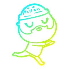 cold gradient line drawing cartoon man with beard