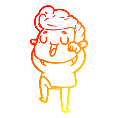 warm gradient line drawing happy cartoon man