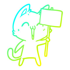 cold gradient line drawing happy cartoon cat