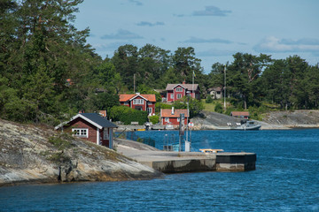 Islands in the Stockholm outer archipelago a sunny sommer day around the bay Bergbofjärden at the...