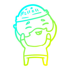 cold gradient line drawing cartoon happy bearded man