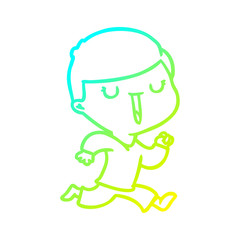 cold gradient line drawing cartoon happy boy
