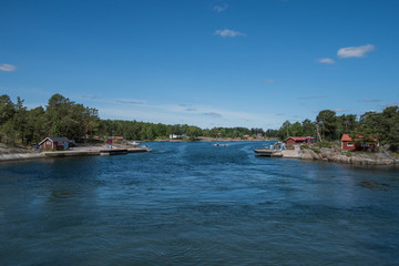 Fototapeta premium Islands in the Stockholm outer archipelago a sunny sommer day around the bay Bergbofjärden at the island Möja