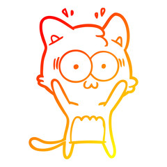 warm gradient line drawing cartoon surprised cat