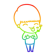 rainbow gradient line drawing funny cartoon boy