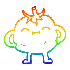 rainbow gradient line drawing cartoon happy tomato