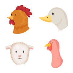 Vector design of farm and head symbol. Set of farm and homemade vector icon for stock.