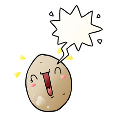cartoon happy egg and speech bubble in smooth gradient style