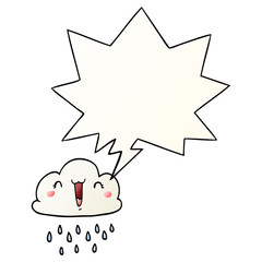 cartoon storm cloud and speech bubble in smooth gradient style