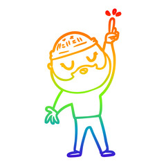 rainbow gradient line drawing cartoon man with beard