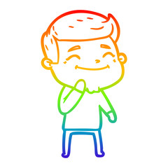 rainbow gradient line drawing happy cartoon man