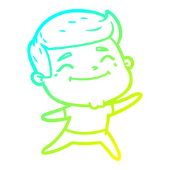 cold gradient line drawing happy cartoon man