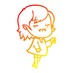 warm gradient line drawing cartoon undead vampire girl reaching out