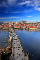 Obraz premium PRAGUE, CZECH REPUBLIC. Charles' Bridge, Vltava river, Mala Strana (literally 