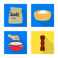 Vector illustration of raw and kitchen logo. Collection of raw and sea stock symbol for web.