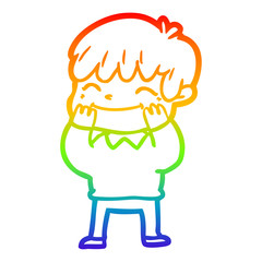 rainbow gradient line drawing cartoon happy boy