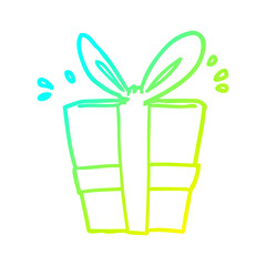 cold gradient line drawing wrapped gift