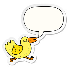 cartoon bird and speech bubble sticker