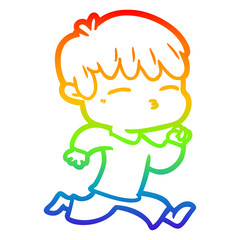 rainbow gradient line drawing cartoon curious boy