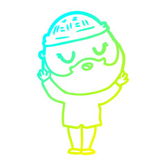 cold gradient line drawing cartoon man with beard