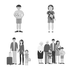 Vector design of face and portrait icon. Collection of face and happy vector icon for stock.